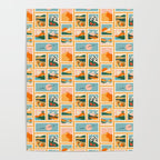 Vintage nature landscape post card stamp pattern Poster Gallery Image 4