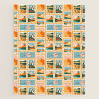 Vintage nature landscape post card stamp pattern Jigsaw Puzzle Gallery Image 1