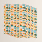 Vintage nature landscape post card stamp pattern Wrapping Paper Gallery Image 3