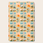 Vintage nature landscape post card stamp pattern Cutting Board Gallery Image 1