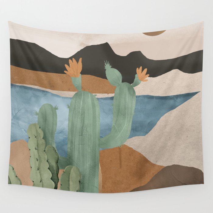 Cactus Landscape 2 Wall Tapestry Gallery Image 4