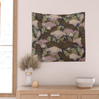 Vintage Art Deco Bat and Flowers Wall Tapestry Gallery Image 2