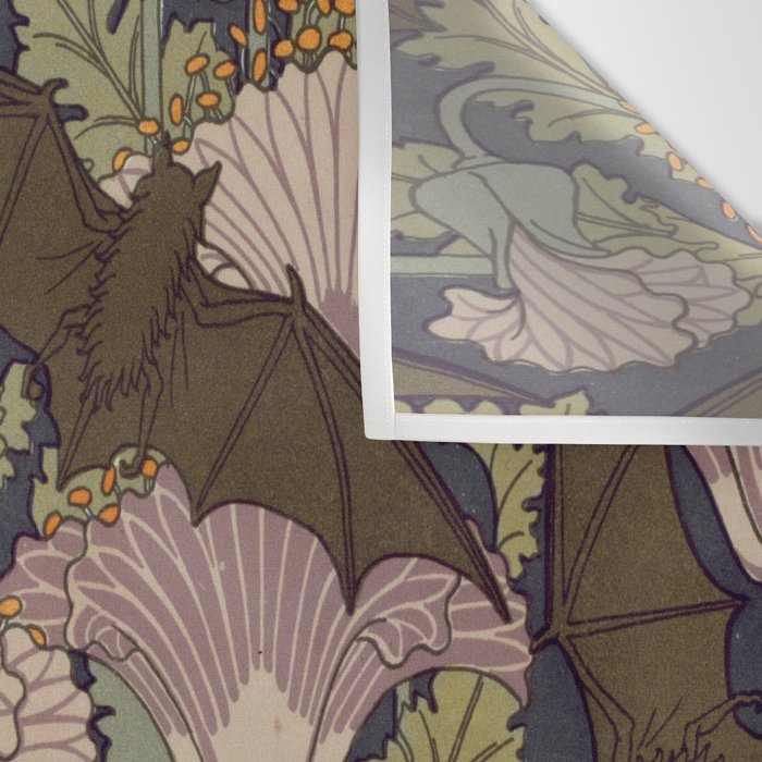 Vintage Art Deco Bat and Flowers Wall Tapestry Gallery Image 3