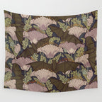Vintage Art Deco Bat and Flowers Wall Tapestry Gallery Image 4