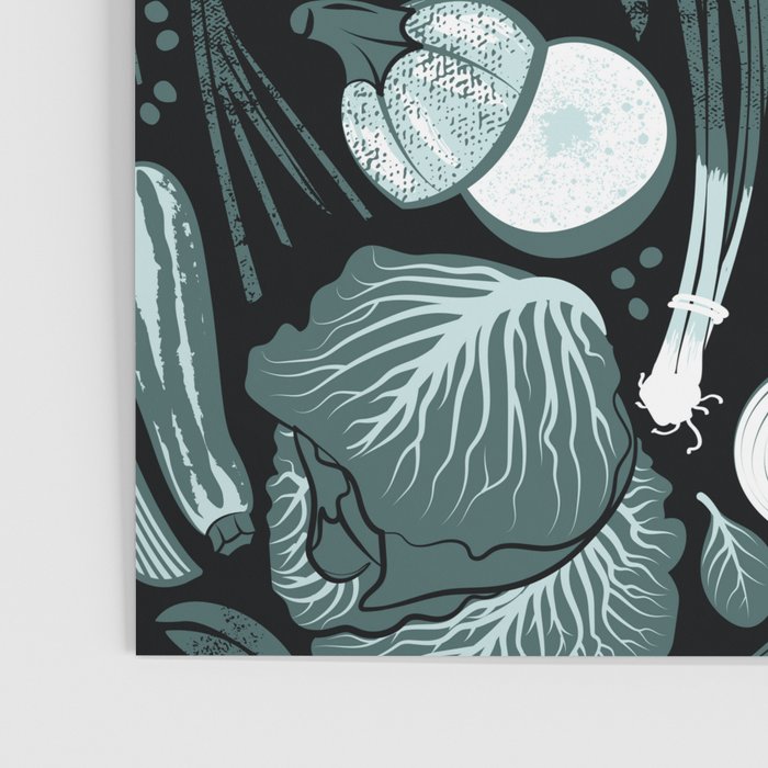 Go veggie // black background pine and mint vegetables Poster Gallery Image 3