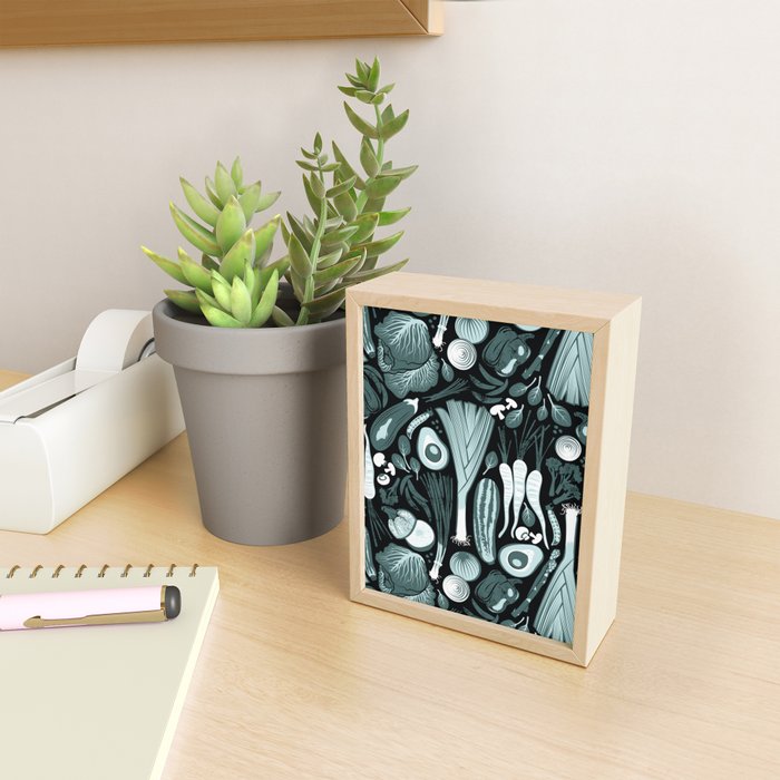 Go veggie // black background pine and mint vegetables Mini Art Print Gallery Image 2