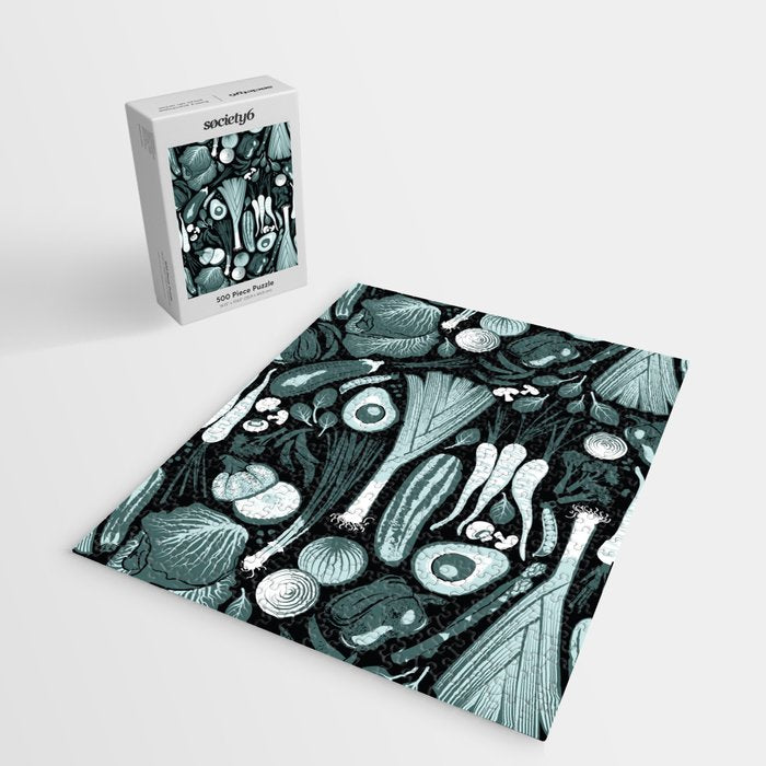 Go veggie // black background pine and mint vegetables Jigsaw Puzzle Gallery Image 2