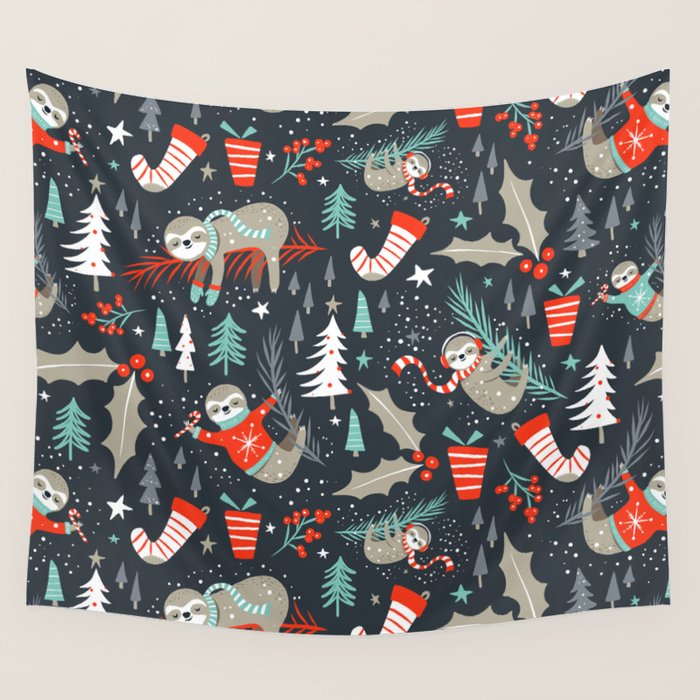Slothy Holidays Wall Tapestry Gallery Image 4