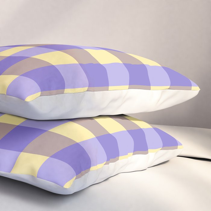 Soft Gingham Check Pattern  Lavender Pale Yellow and Taupe Vintage Pillow Sham Gallery Image 3