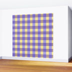 Soft Gingham Check Pattern  Lavender Pale Yellow and Taupe Vintage Wall Mural Gallery Image 2