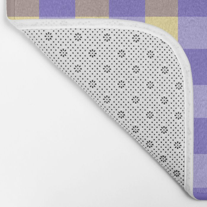 Soft Gingham Check Pattern  Lavender Pale Yellow and Taupe Vintage Bath Mat Gallery Image 2