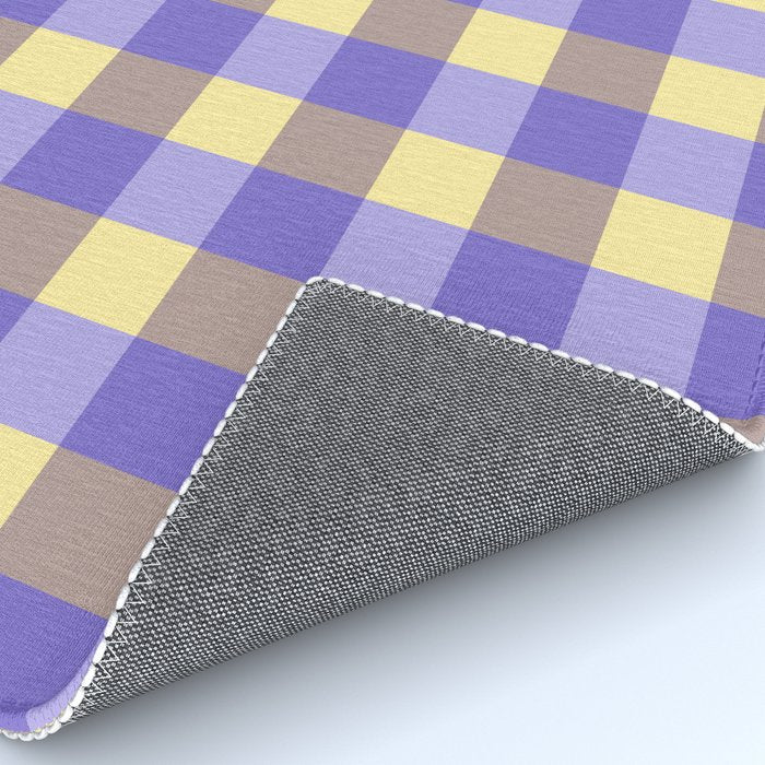 Soft Gingham Check Pattern  Lavender Pale Yellow and Taupe Vintage Rug Gallery Image 4