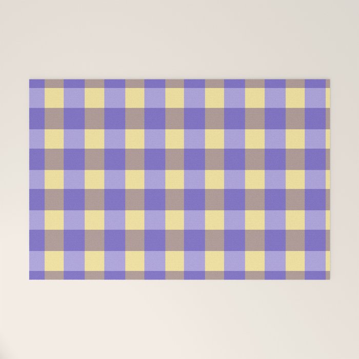 Soft Gingham Check Pattern  Lavender Pale Yellow and Taupe Vintage Welcome Mat Gallery Image 1