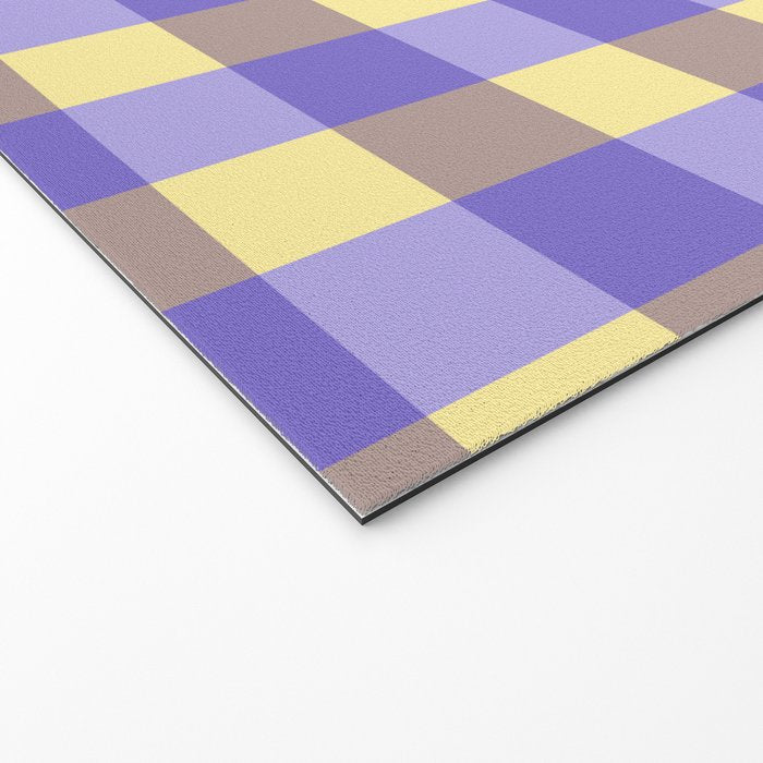 Soft Gingham Check Pattern  Lavender Pale Yellow and Taupe Vintage Welcome Mat Gallery Image 2