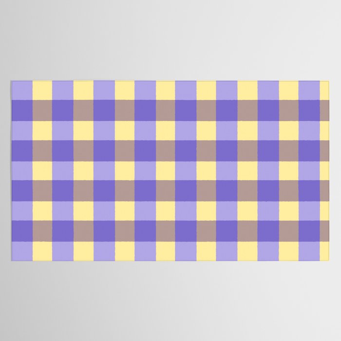 Soft Gingham Check Pattern  Lavender Pale Yellow and Taupe Vintage Tablecloth Gallery Image 2