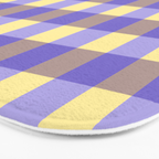 Soft Gingham Check Pattern  Lavender Pale Yellow and Taupe Vintage Bath Mat Gallery Image 3
