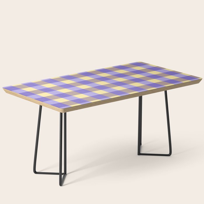 Soft Gingham Check Pattern  Lavender Pale Yellow and Taupe Vintage Coffee Table Gallery Image 1