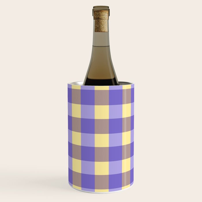 Soft Gingham Check Pattern  Lavender Pale Yellow and Taupe Vintage Wine Chiller Gallery Image 3