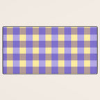 Soft Gingham Check Pattern  Lavender Pale Yellow and Taupe Vintage Desk Mat Gallery Image 3