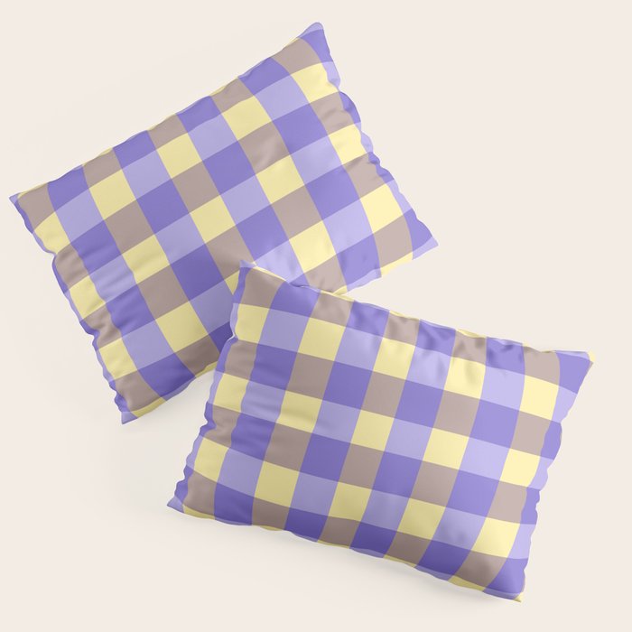 Soft Gingham Check Pattern  Lavender Pale Yellow and Taupe Vintage Pillow Sham Gallery Image 3