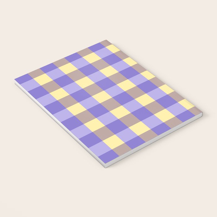 Soft Gingham Check Pattern  Lavender Pale Yellow and Taupe Vintage Notebook Gallery Image 3