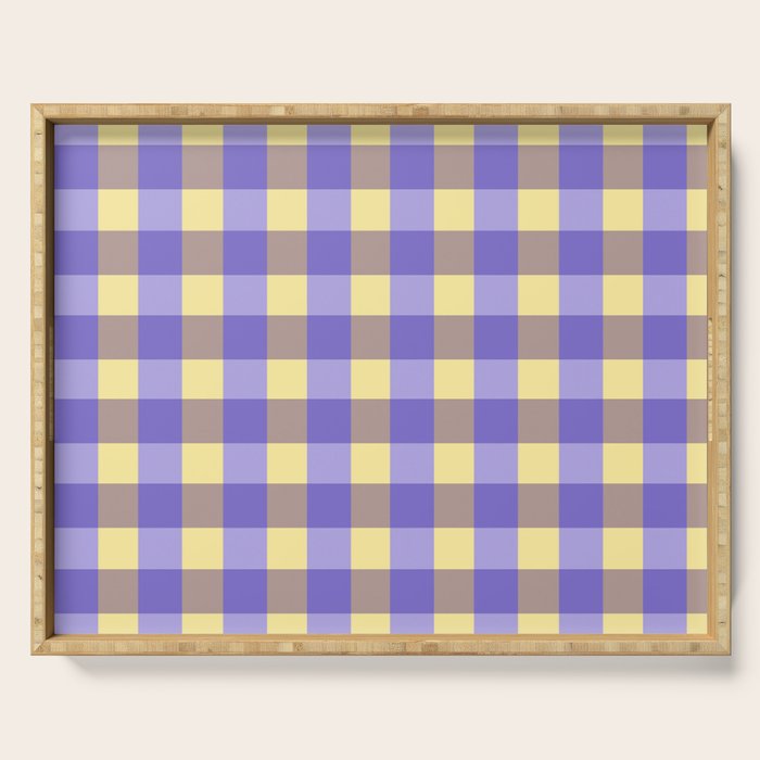 Soft Gingham Check Pattern  Lavender Pale Yellow and Taupe Vintage Serving Tray Gallery Image 1
