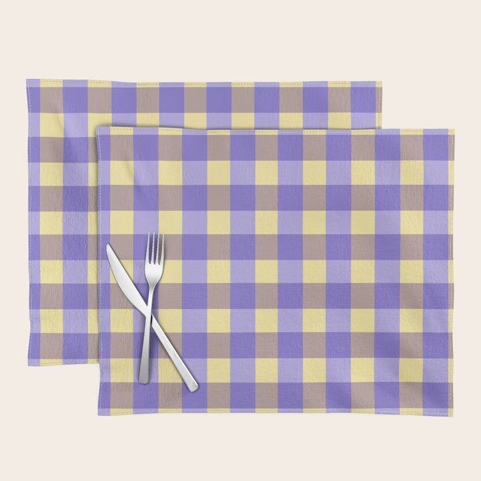 Soft Gingham Check Pattern  Lavender Pale Yellow and Taupe Vintage Placemat Gallery Image 1
