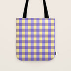 Soft Gingham Check Pattern  Lavender Pale Yellow and Taupe Vintage Tote Bag Gallery Image 1