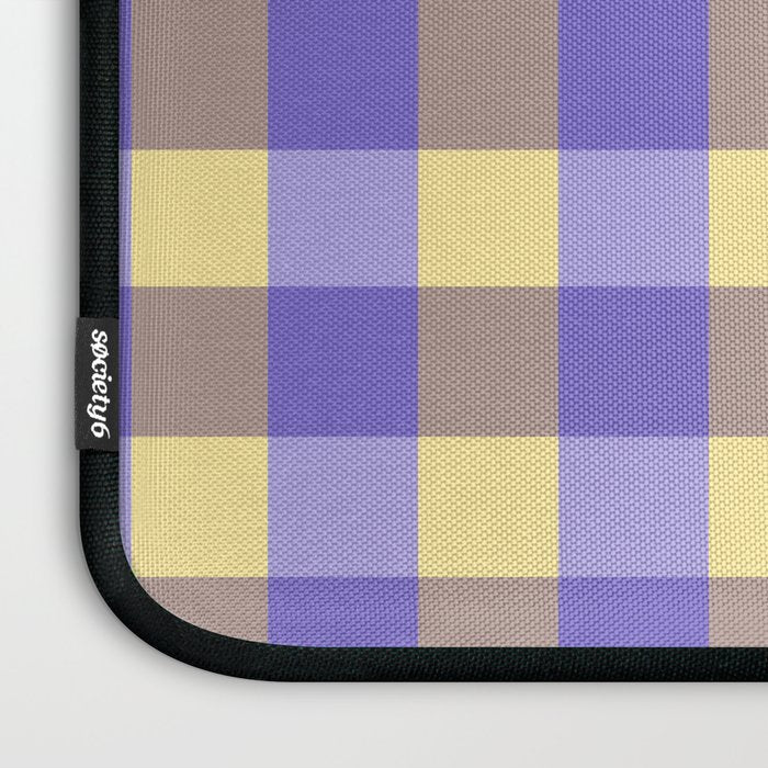 Soft Gingham Check Pattern  Lavender Pale Yellow and Taupe Vintage Laptop Sleeve Gallery Image 3