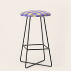 Soft Gingham Check Pattern  Lavender Pale Yellow and Taupe Vintage Stool Gallery Image 1