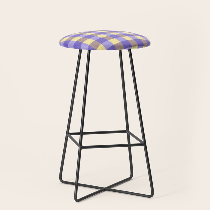 Soft Gingham Check Pattern  Lavender Pale Yellow and Taupe Vintage Stool Gallery Image 1