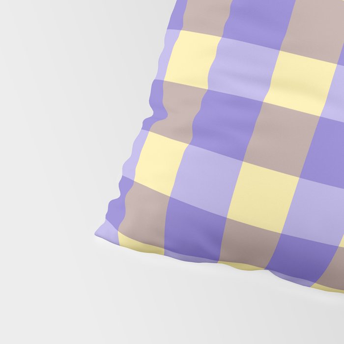 Soft Gingham Check Pattern  Lavender Pale Yellow and Taupe Vintage Pillow Sham Gallery Image 4