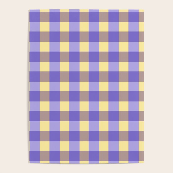 Soft Gingham Check Pattern  Lavender Pale Yellow and Taupe Vintage Poster Gallery Image 4