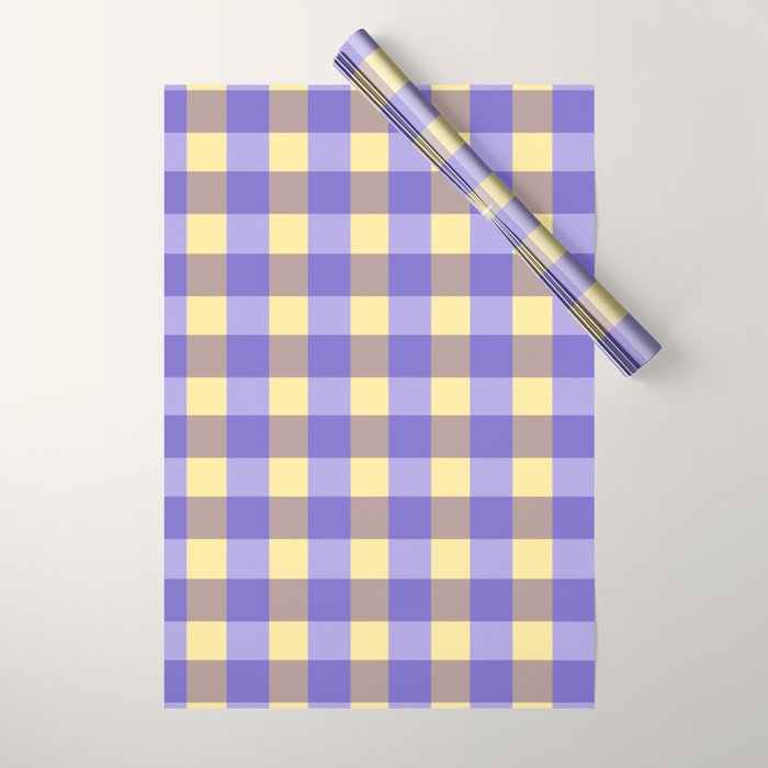 Soft Gingham Check Pattern  Lavender Pale Yellow and Taupe Vintage Wrapping Paper Gallery Image 1