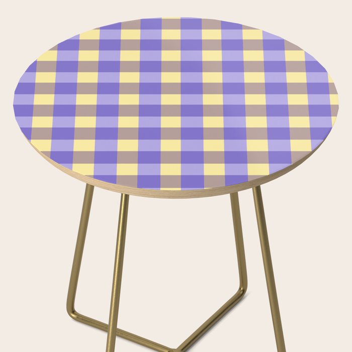 Soft Gingham Check Pattern  Lavender Pale Yellow and Taupe Vintage Side Table Gallery Image 2