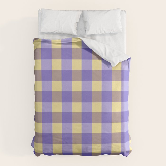 Soft Gingham Check Pattern  Lavender Pale Yellow and Taupe Vintage Duvet Cover Gallery Image 6
