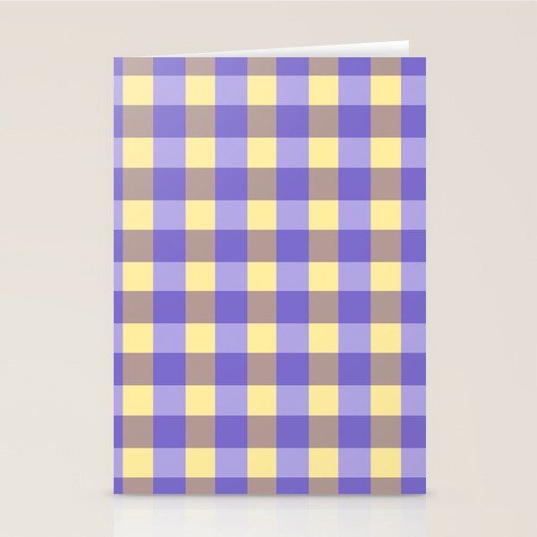 Soft Gingham Check Pattern  Lavender Pale Yellow and Taupe Vintage Stationery Card Gallery Image 1