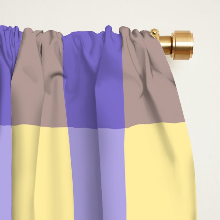 Soft Gingham Check Pattern  Lavender Pale Yellow and Taupe Vintage Window Curtain Gallery Image 2