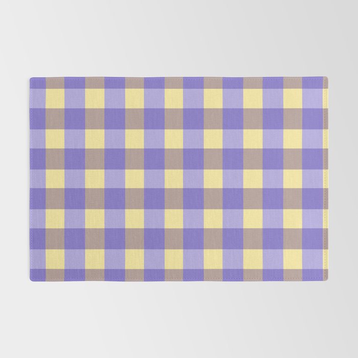 Soft Gingham Check Pattern  Lavender Pale Yellow and Taupe Vintage Rug Gallery Image 2