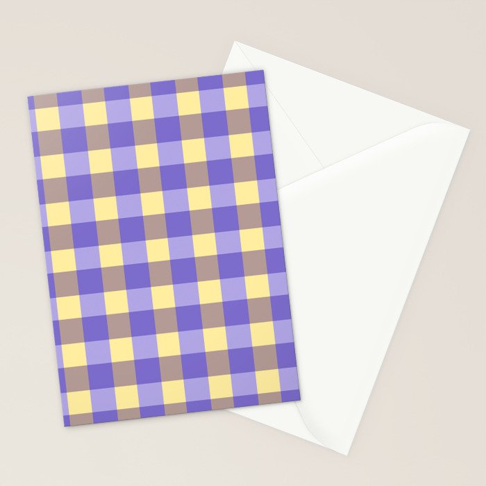 Soft Gingham Check Pattern  Lavender Pale Yellow and Taupe Vintage Stationery Card Gallery Image 2