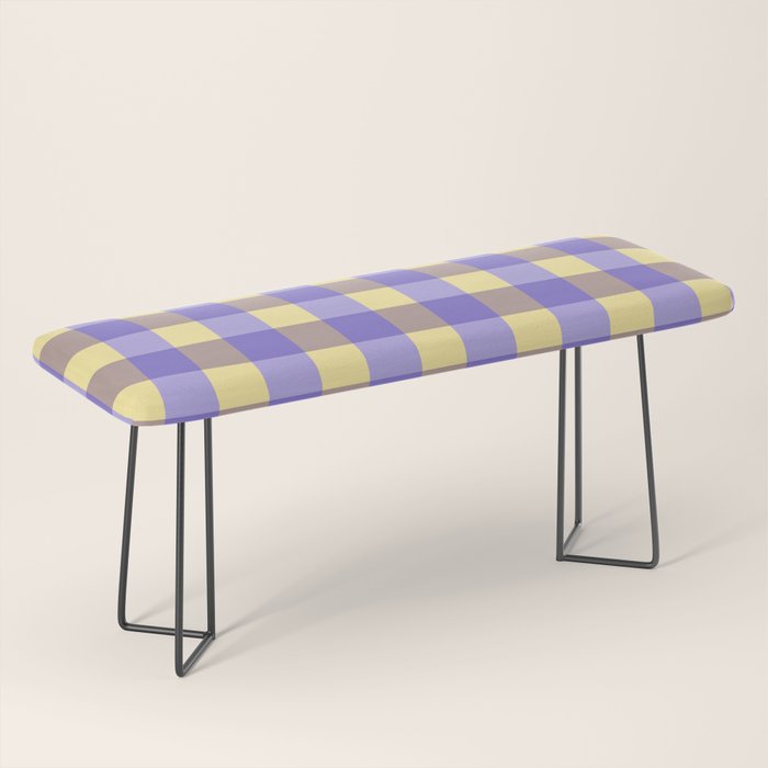 Soft Gingham Check Pattern  Lavender Pale Yellow and Taupe Vintage Bench Gallery Image 1