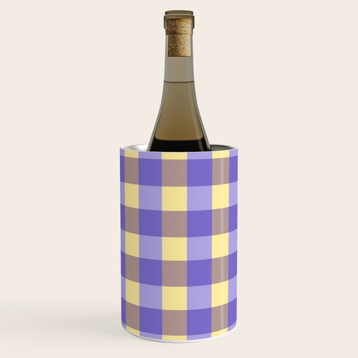 Soft Gingham Check Pattern  Lavender Pale Yellow and Taupe Vintage Wine Chiller Gallery Image 2