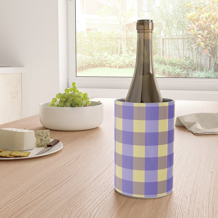 Soft Gingham Check Pattern  Lavender Pale Yellow and Taupe Vintage Wine Chiller Gallery Image 4