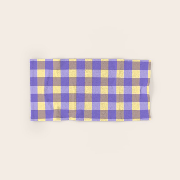 Soft Gingham Check Pattern  Lavender Pale Yellow and Taupe Vintage Bath Towel Gallery Image 1