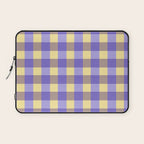 Soft Gingham Check Pattern  Lavender Pale Yellow and Taupe Vintage Laptop Sleeve Gallery Image 1