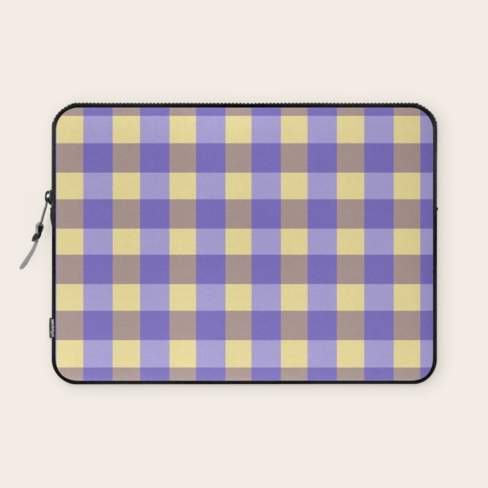Soft Gingham Check Pattern  Lavender Pale Yellow and Taupe Vintage Laptop Sleeve Gallery Image 1