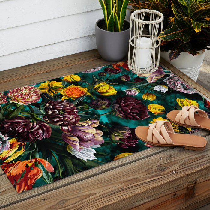 Botanical Multicolor Garden Outdoor Rug Gallery Image 2