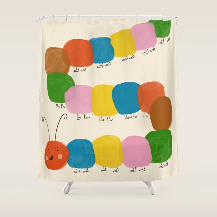 Pom Pom Caterpillar Shower Curtain Gallery Image 1