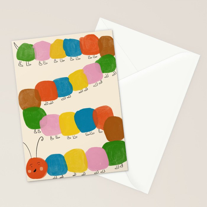Pom Pom Caterpillar Stationery Card Gallery Image 2