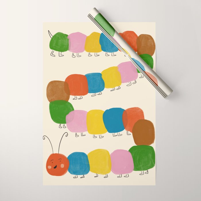 Pom Pom Caterpillar Wrapping Paper Gallery Image 1